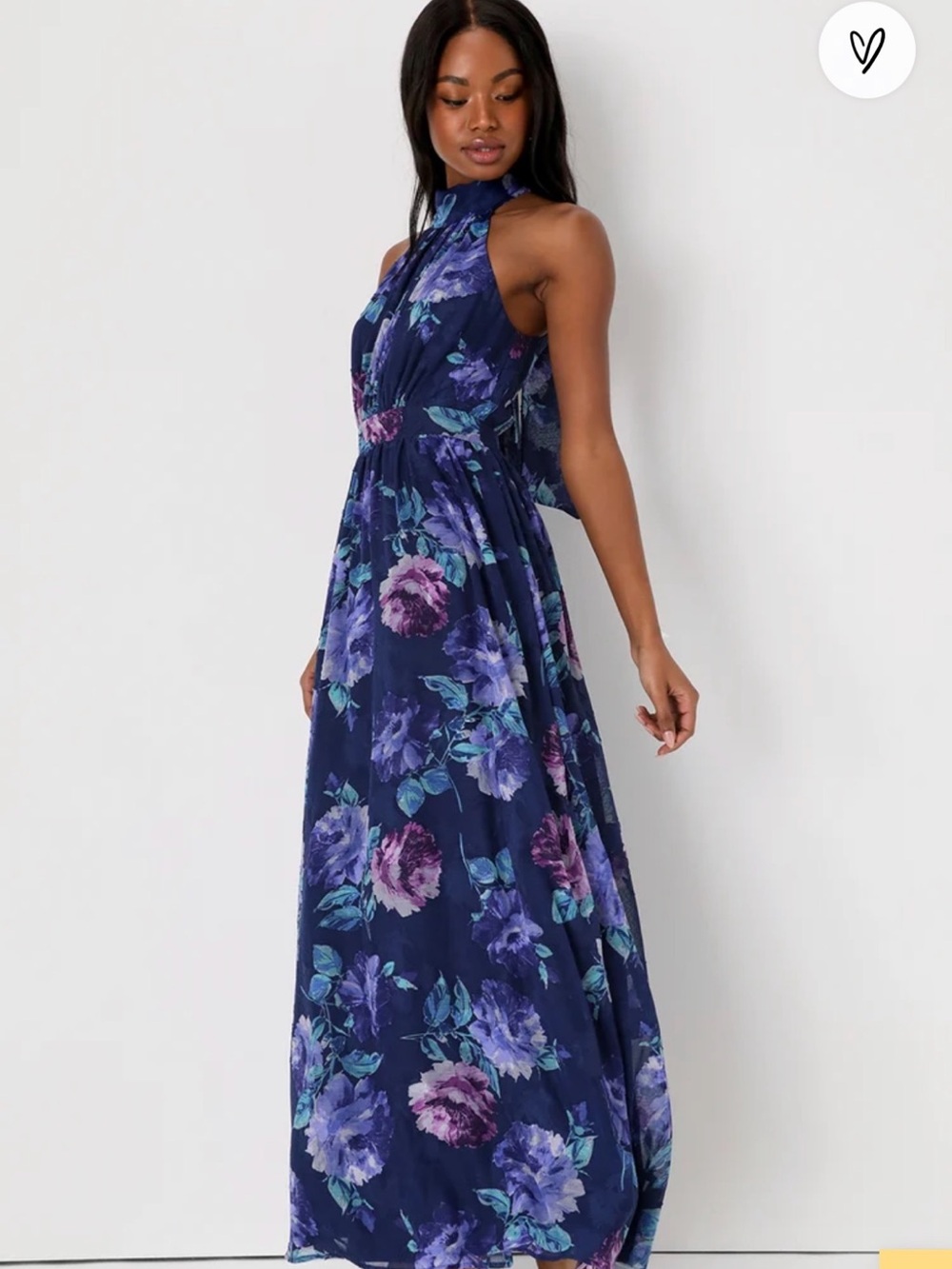 Lulus Splendid Perfection Navy Blue Floral
Jacquard Maxi Dress